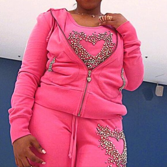 TWISTED HEART AMERICA 3 PIECE SWAVORSKI SWEAT SUIT Y2K RARE - Picture 4 of 7